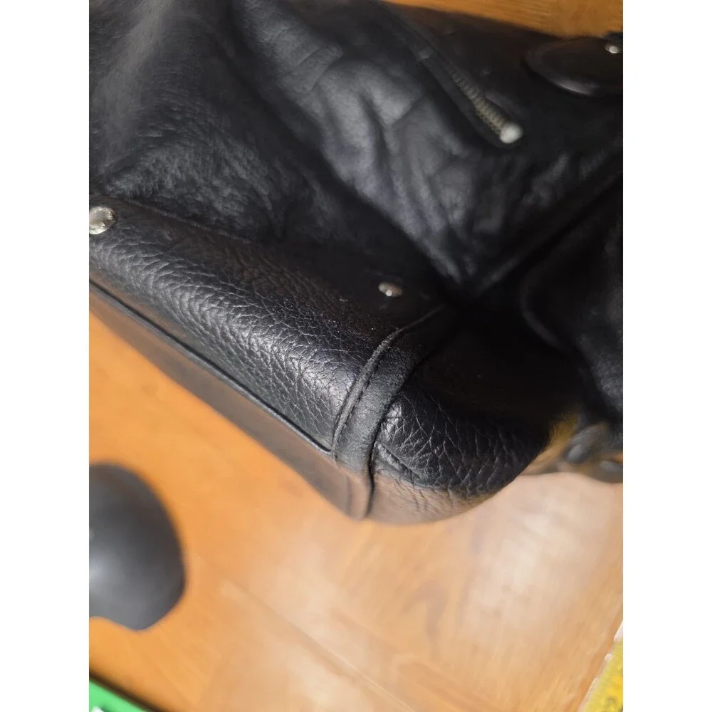 Coach Mickie Black Pebbled Leather Double Handles Zipper Tote Bag F34039